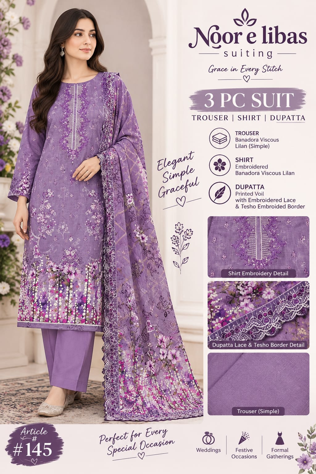 viscose 3 piece unstitch suit
