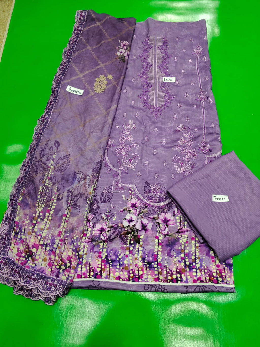 viscose 3 piece unstitch suit