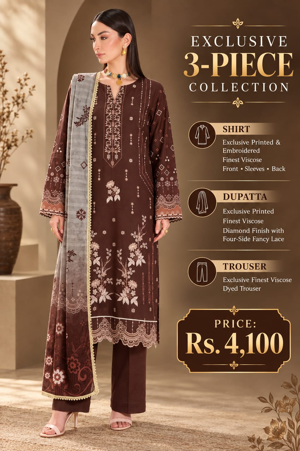 viscose 3 piece suit