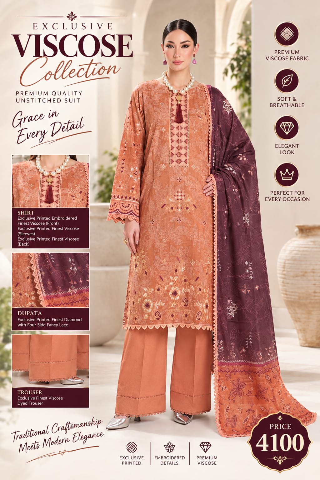 viscose 3 piece suit