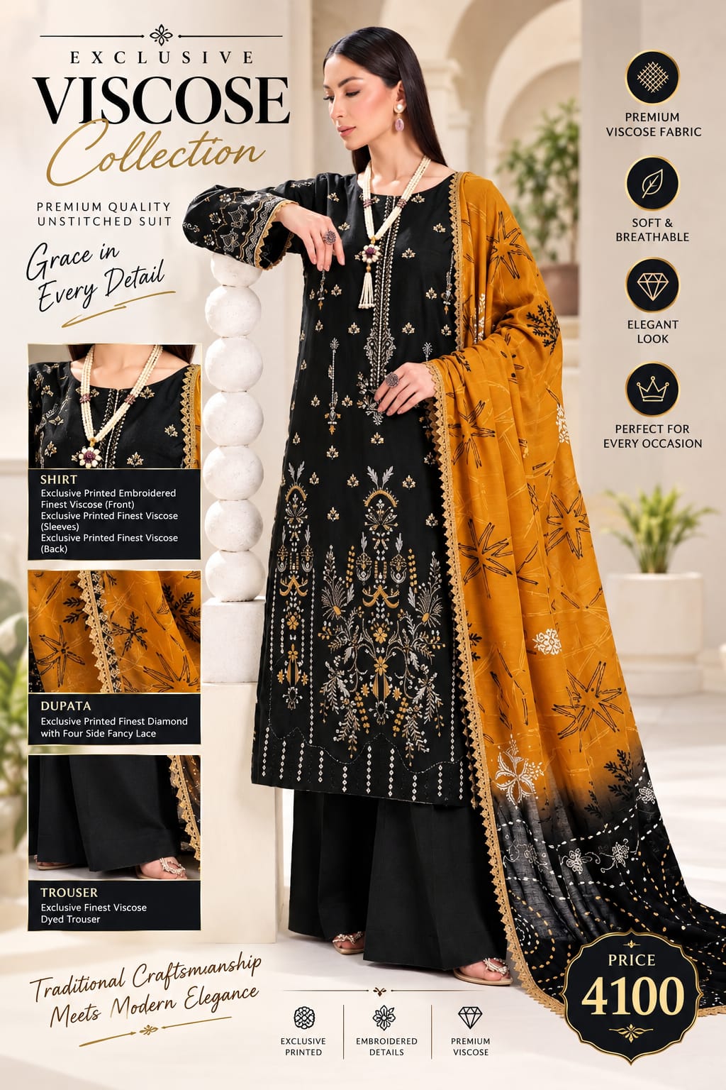 viscose 3 piece suit