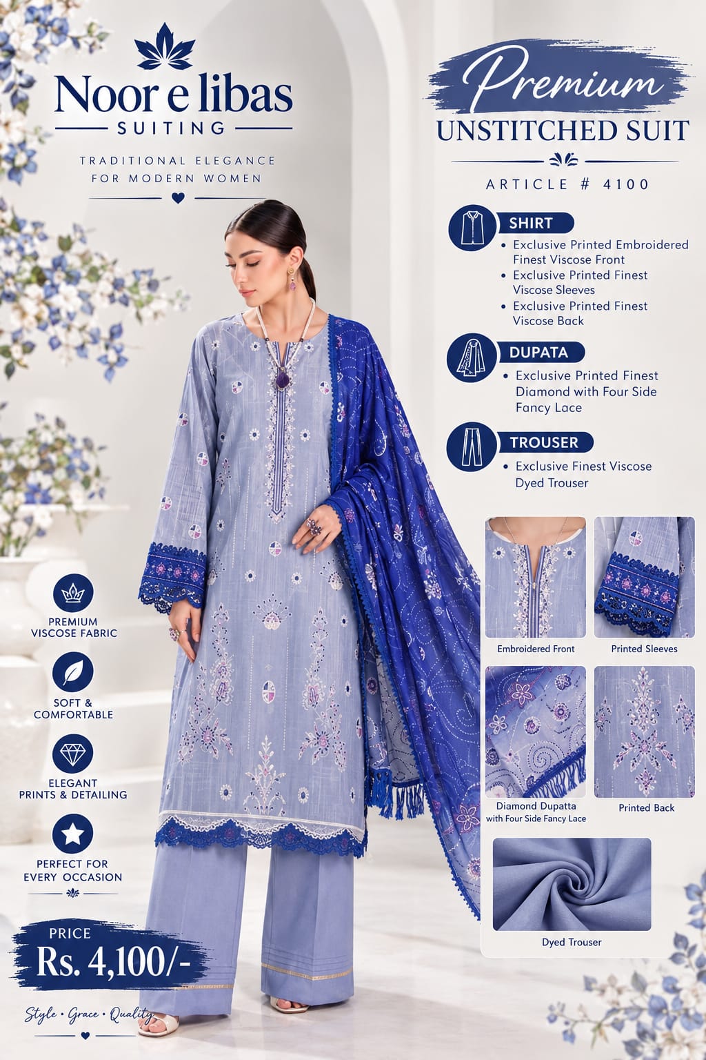 viscose 3 piece suit